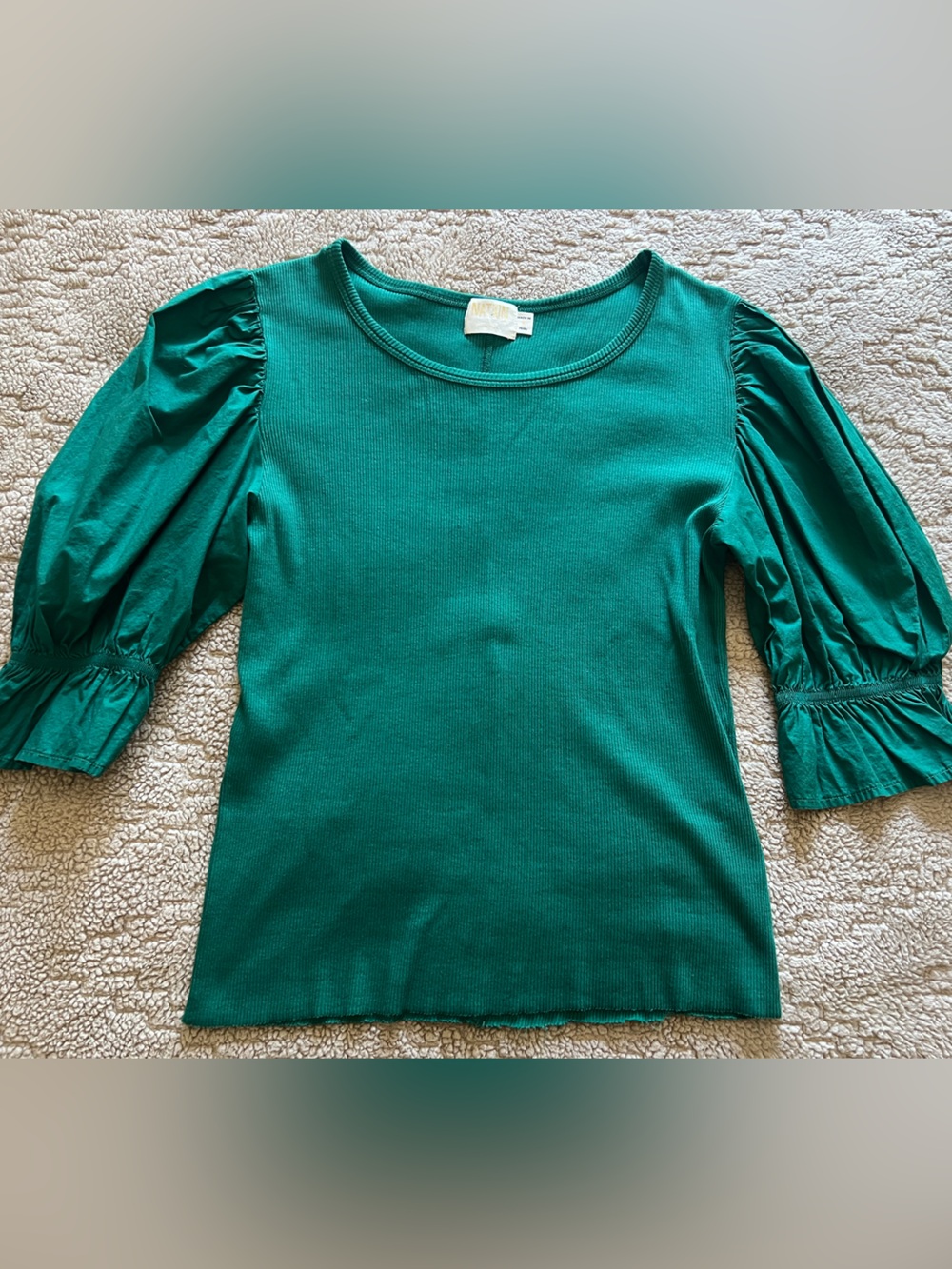Nation LTD Womens Green Puff-Sleeve Knit Top